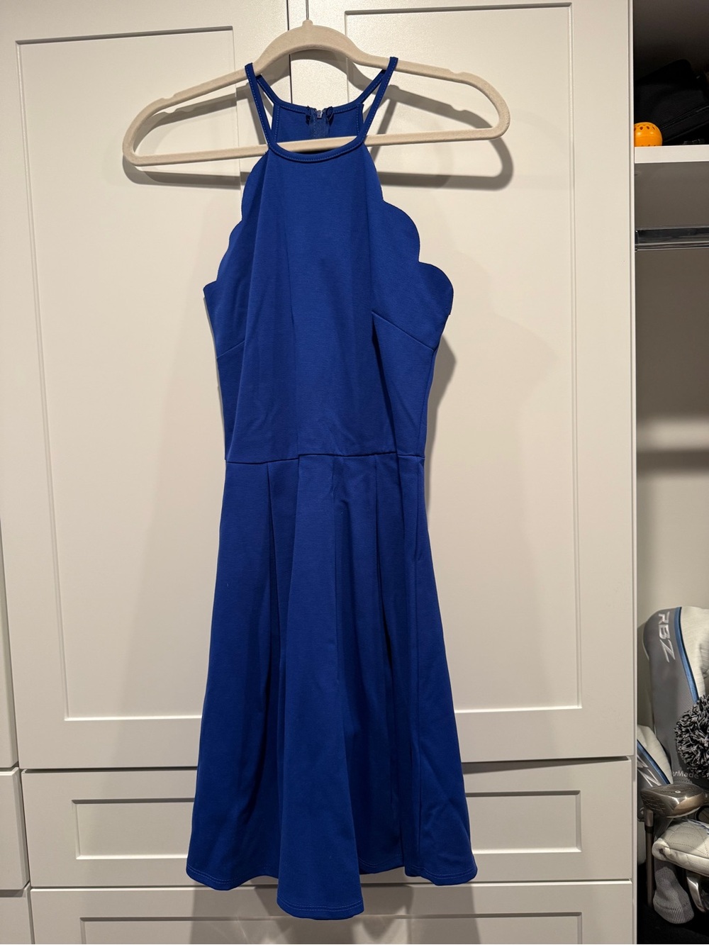 Women's Royal Blue Scallop Halter Dress great condition